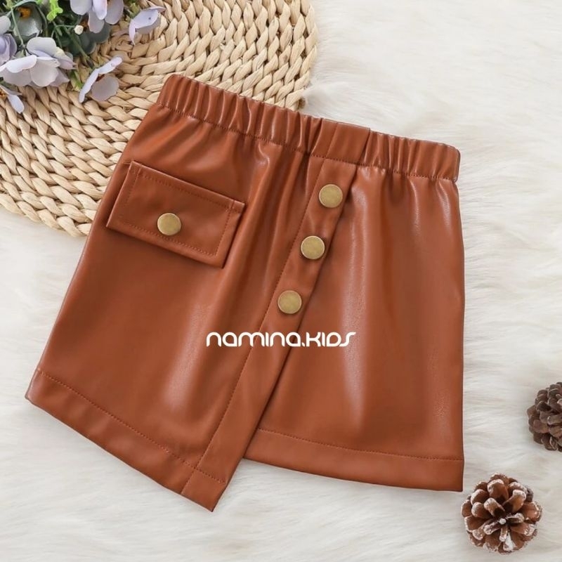 ROK ANAK ASIMETRIS ELASTIS,ROK ANAK MINI KULIT PU