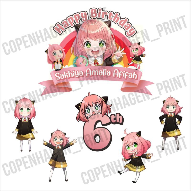 Topper Kertas ANYA FORGER SKY X FAMILY Kue Ulang Tahun / Birthday Cake / hiasan kue/ tusuk kue | beb