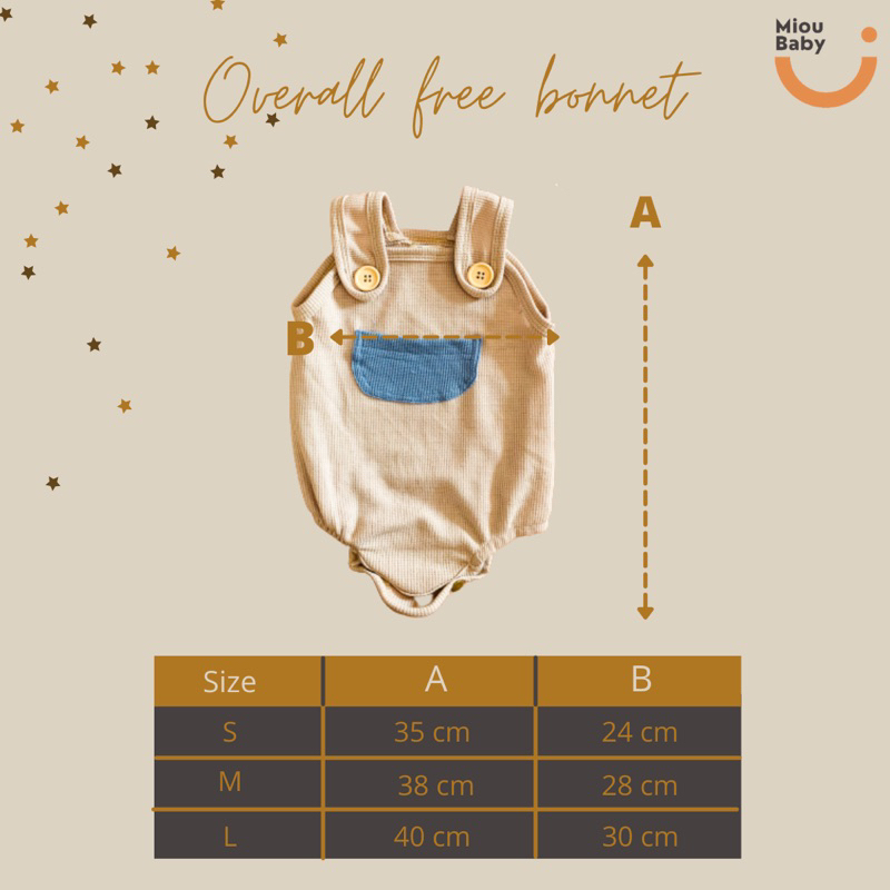 [12.12 SALE ] MIOUBABY -  overall free bonnet / overall baby / overall bayi / jumpsuit bayi / bodysuit bayi / selimut bayi / romper bayi / romper baby / baju kodok anak / overall anak / hadiah lahiran