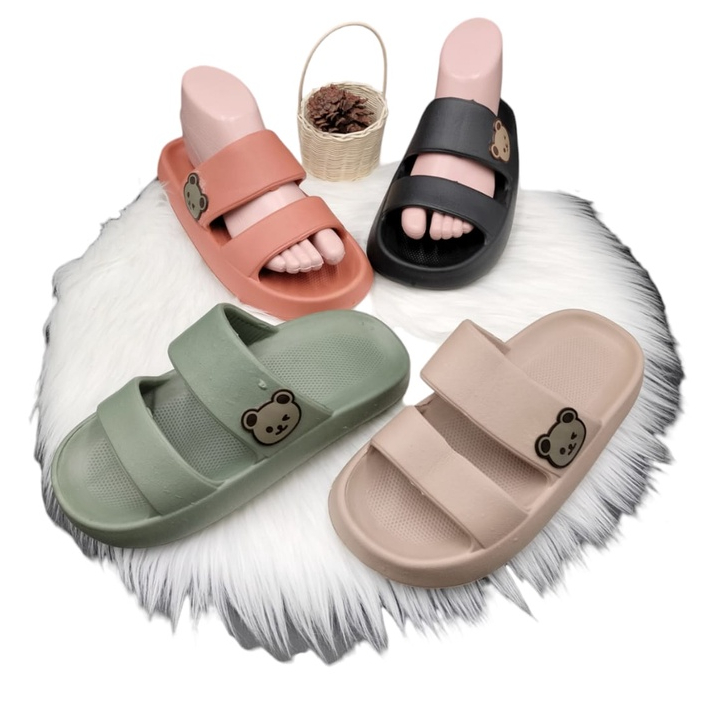 Sandal Slop Dewasa Motif BEAR Sandal Selop Kekinian Empuk Nyaman Sandal Rumah Terbaru 9012-1