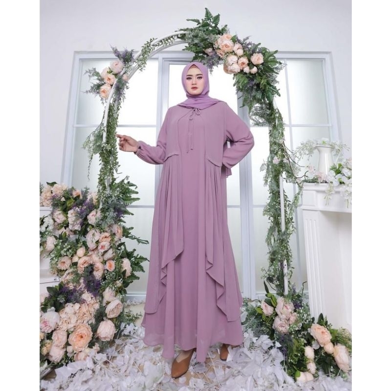 ZHAFRANA GAMIS CERUTY | Gamis Outer 2 in 1 Lebaran Wanita Swarovski