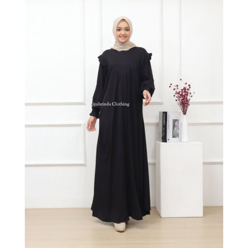 Gamis Polos Twill Rayon Premium Baju Long Dress Wanita Hijab Fashion