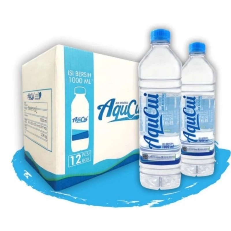 AQUCUI air mineral dalam kemasan botol 1000 ml isi 12 pcs