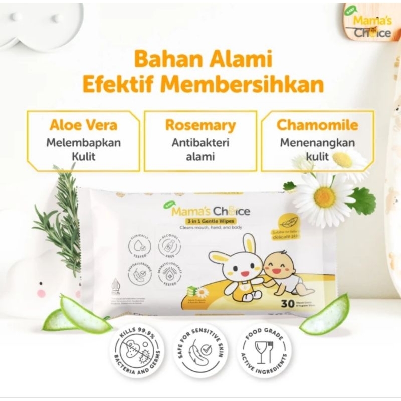 Mama's Choice Wet Wipes Isi 30 Sheets - Tisu Basah Bayi