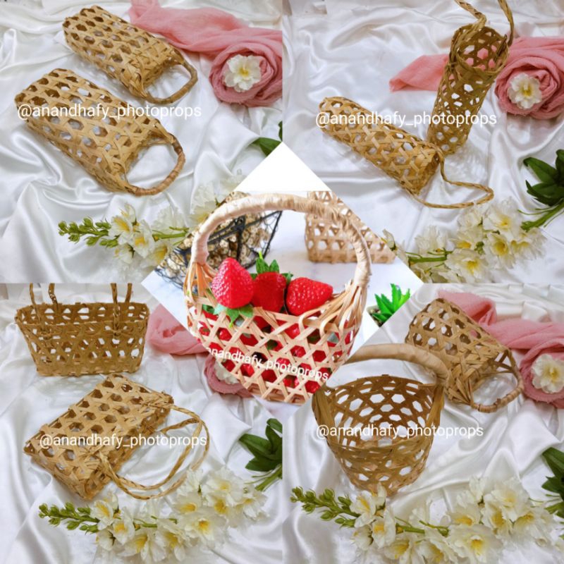 KERANJANG BAMBU MINI TAS ANYAMAN MINI KECIL HAMPERS PARCEL LEBARAN SOUVENIR KERAJINAN BAMBU BAMBOO P