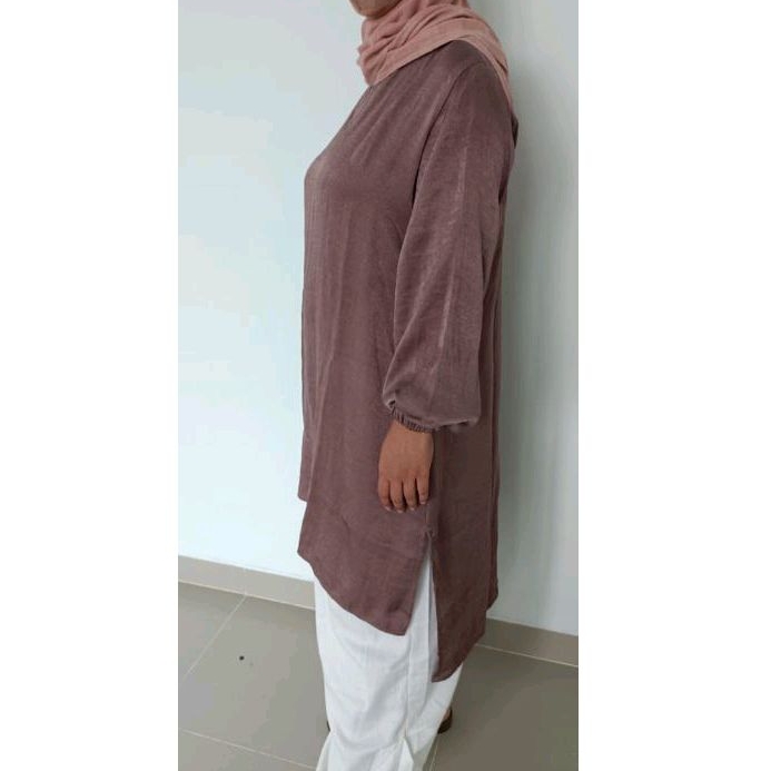 Burgundy Silk Tunik Lebaran BigSize Jumbo