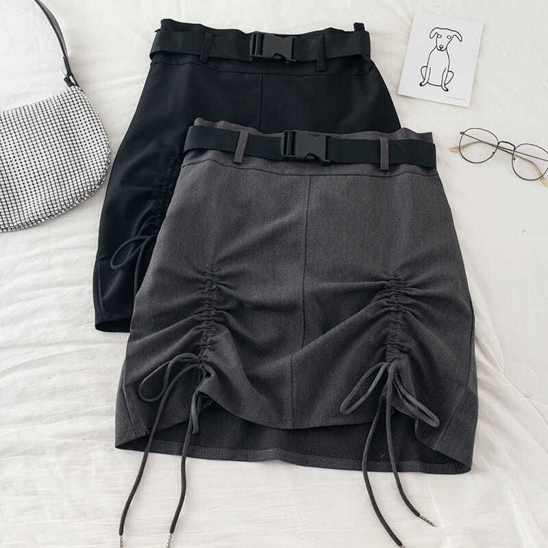 (S-XXL) double ribbon skirt rok wanita highwaist 890R