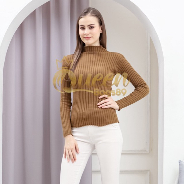 Queenbags89 baju outfit cewek baju atasan wanita baju Rajut Inner Rajut Aisha Turtleneck