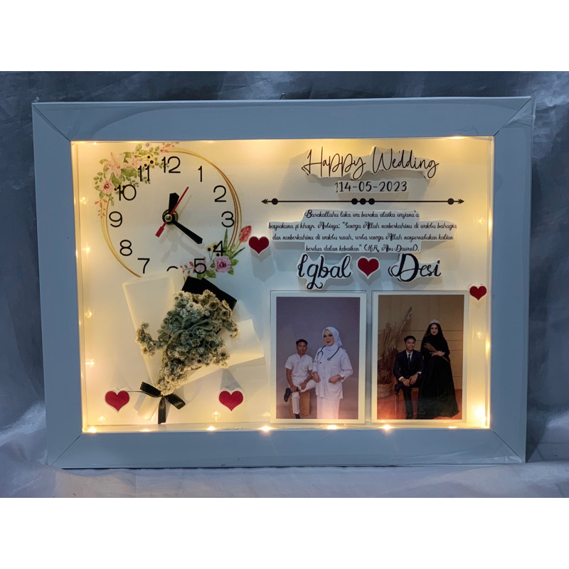 POP UP FRAME JAM BUKET FLOWER IN FRAME  40 cm x 30 cm Kado pernikahan nikah wedding gift wisuda grad