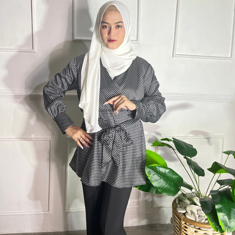 JIFAT - ZHAFIRA TOP - ATASAN BLOUSE WANITA SATIN PREMIUM MOTIF