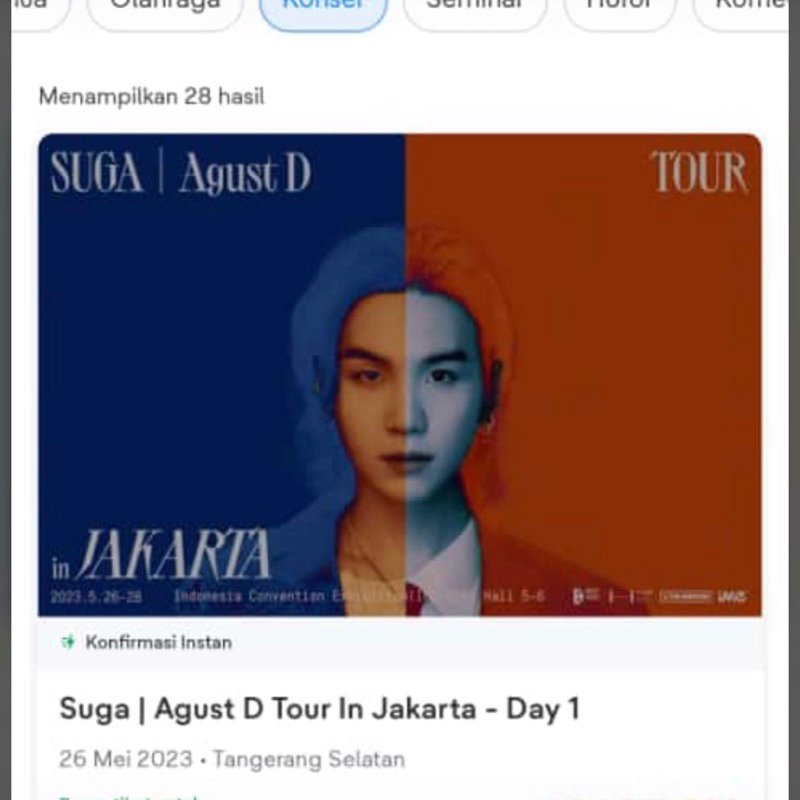 Tiket Konser Suga VIP DAY 1 & DAY 3