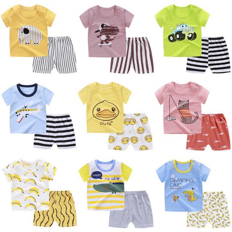 Baju Setelan Anak Kaos Celana Pendek Motif Lucu Motif Korea Bayi 1 2 3 4 Tahun