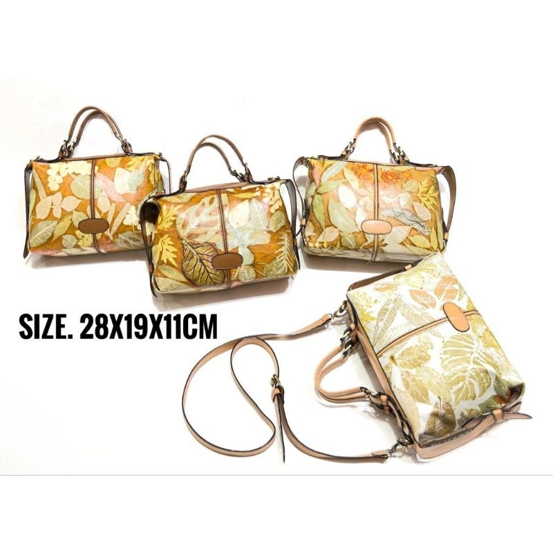 tas kulit sapi asli premium selempang wanita 2in1 bisa dijinjing tas dengan teknologi printing tas kulit sapi motif bunga cantik berkualitas sukaregang garut