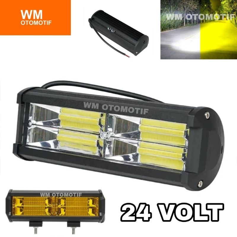 Lampu Tembak 24 Volt LED CWL Sorot 48 Mata 144 Watt CREE Truk Bus Canter Tronton Traktor Jauh Dekat High Low Hi Lo Super Bright Offroad Truck Bis Fuso Tractor Ragasa Bar Cree LightBar Work Light Motor Mobil Alat Berat Putih Kuning White Yellow Waterproof