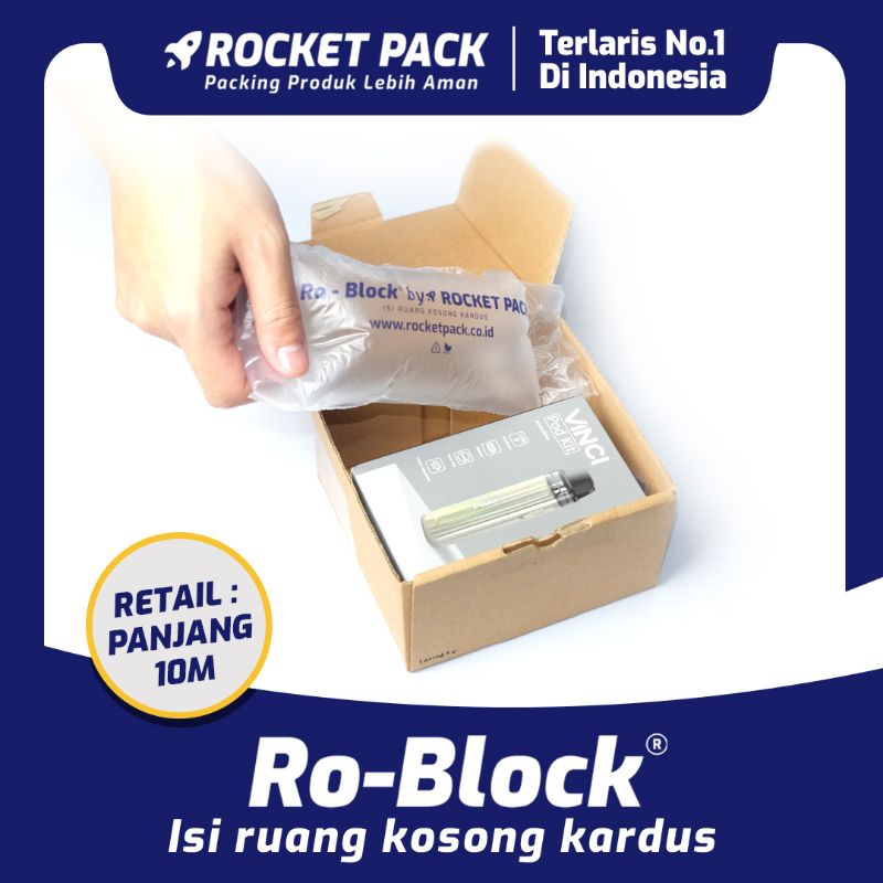 

Inflatable Air Bubble Cushion Wrap Ro-Block 10m 20x10cm Rocket Pack RETAIL