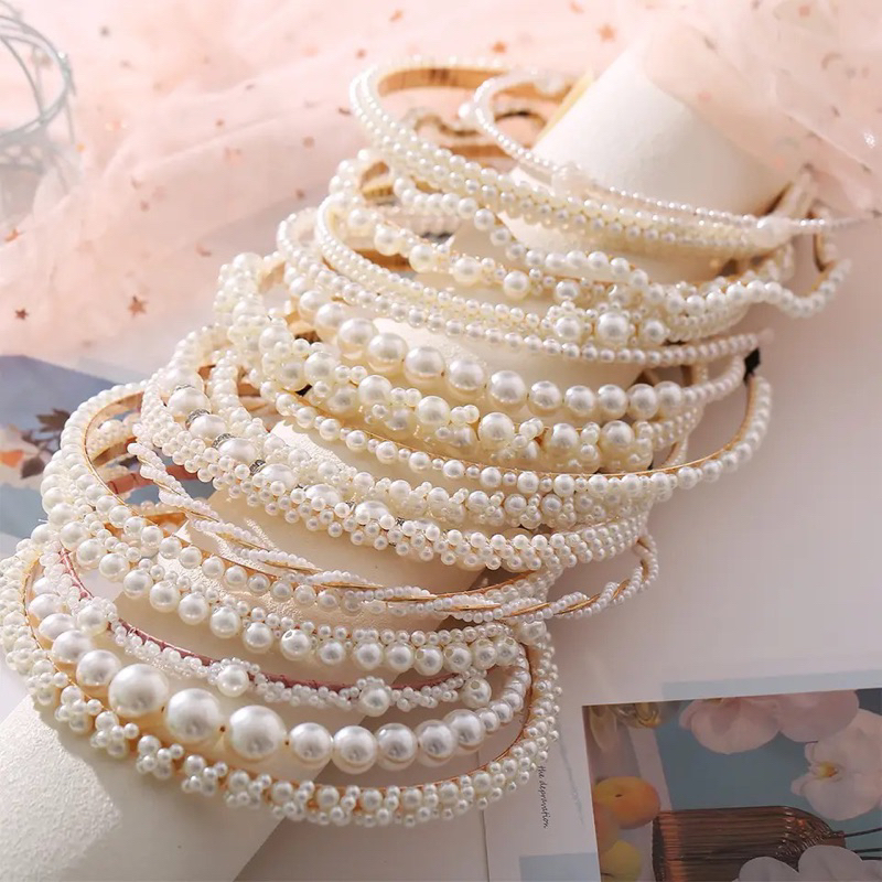 Bando Mutiara / Bando Wanita / Bando Bandana / Bando Korea Bando Aksen Mutiara Gaya Korea