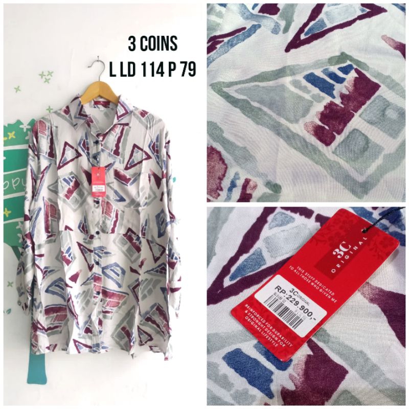 Blus Kemeja Tunik Wanita Remaja Dewasa Three Coins