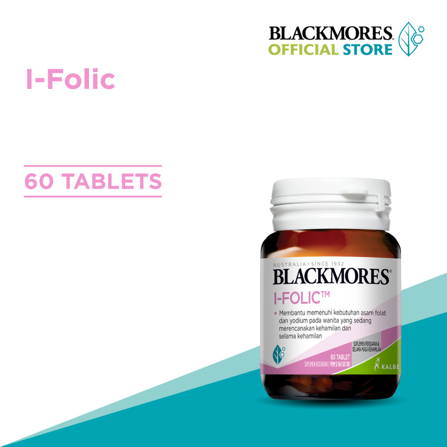 Blackmores I-Folic 1 Tablet Sehari Mengandung Asam Folat & Yodium Isi 60 Kapsul (Suplemen Persiapan 