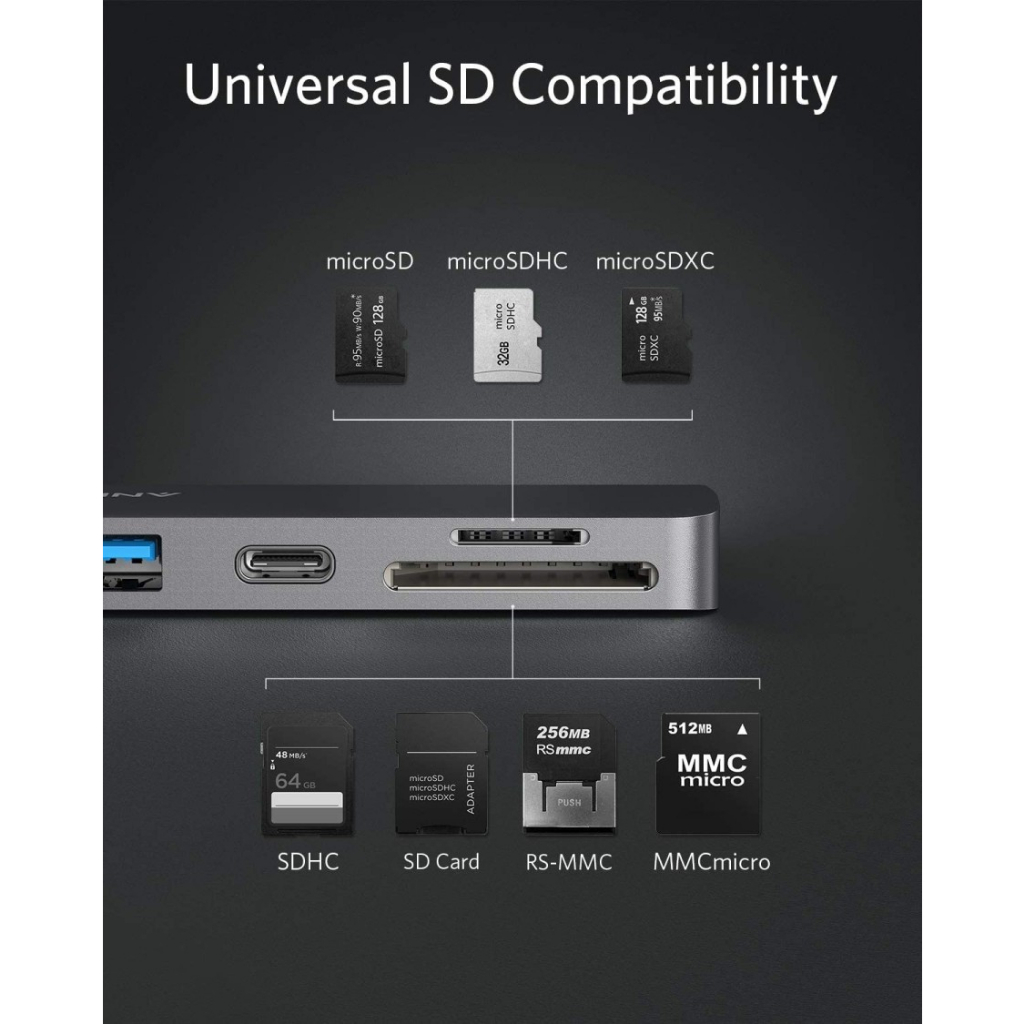 Anker USB-C Hub 7 in 1 USB 3.0 PD HDMI SD Card Macbook Pro Air - A8371