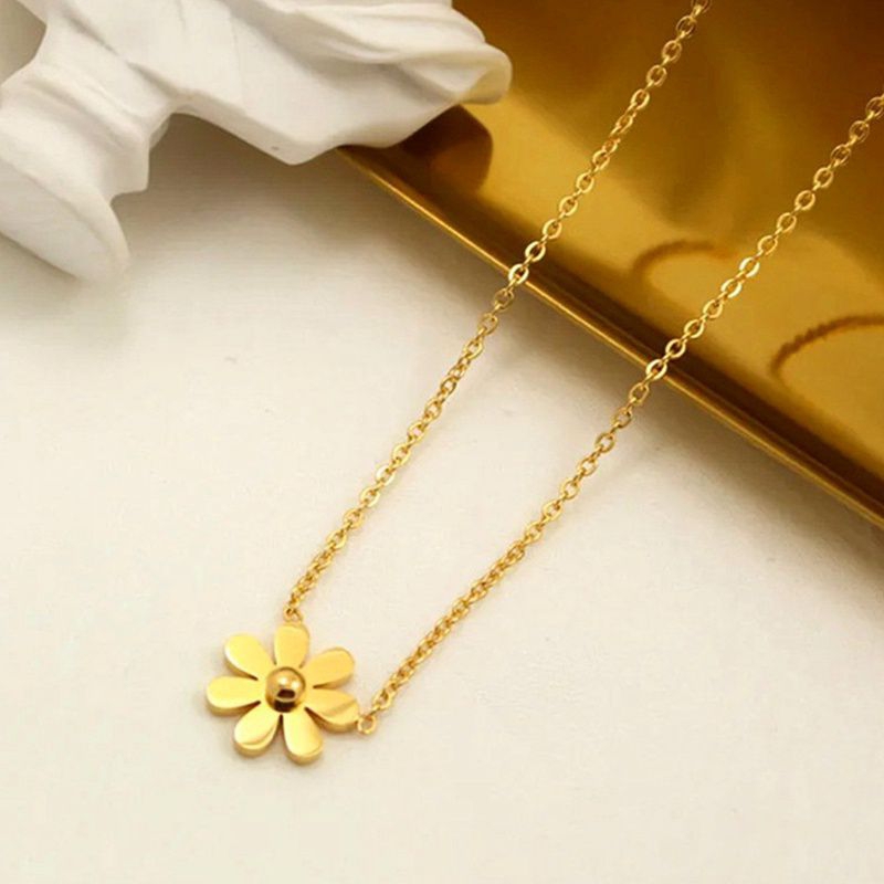 Kalung Titanium bunga daisy Gold K04001