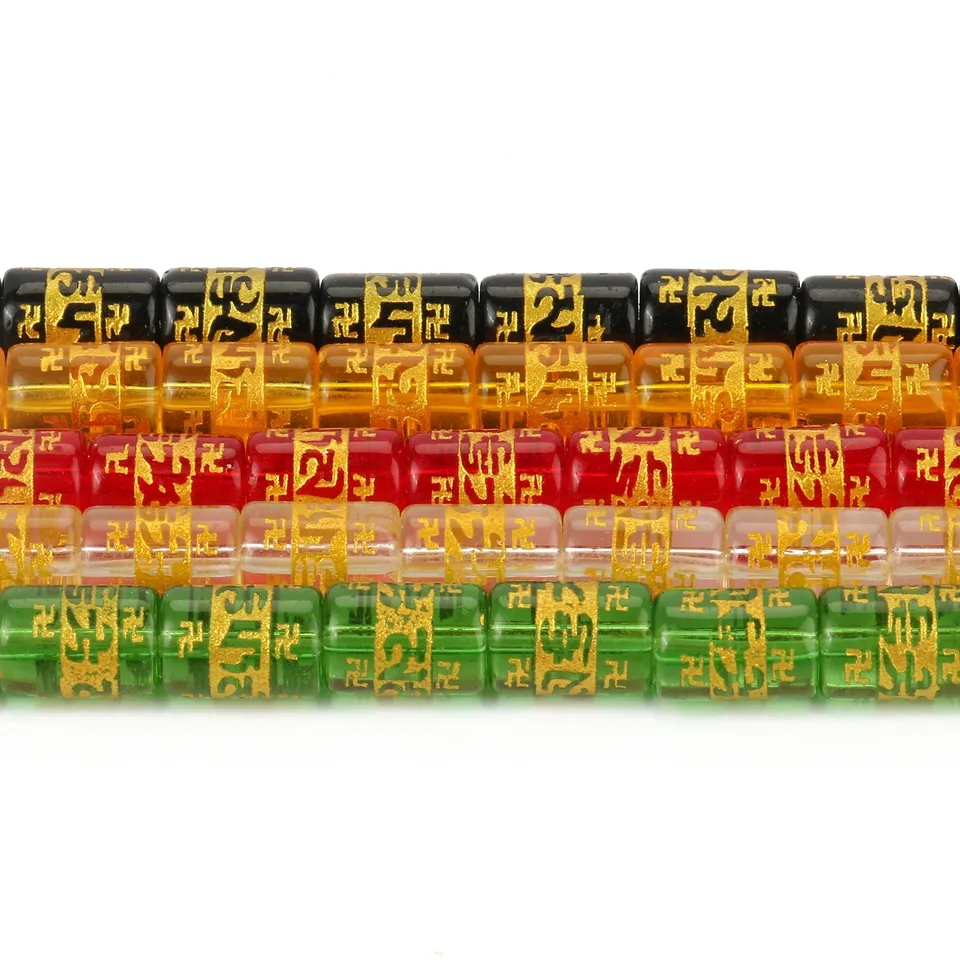 Manik Batu Alam Mantra / Batu Tibet Mantra Beads Agate Bahan Craft Ukir Cina Bulat Dan Tabung Harga/String