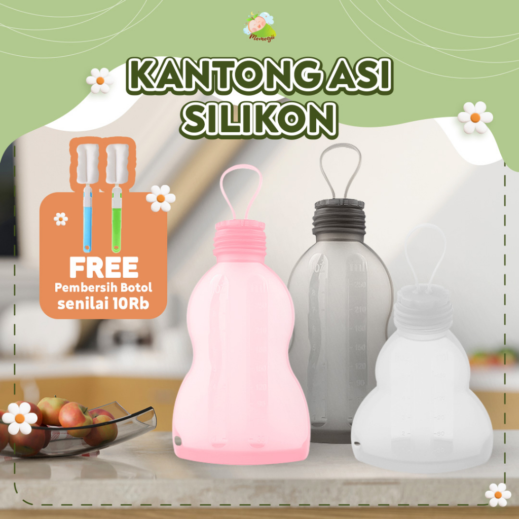 MOMOGII Kantong Asi Silikon Juice Reusable Breastmilk Bag  FREE PEMBERSIH BOTOL