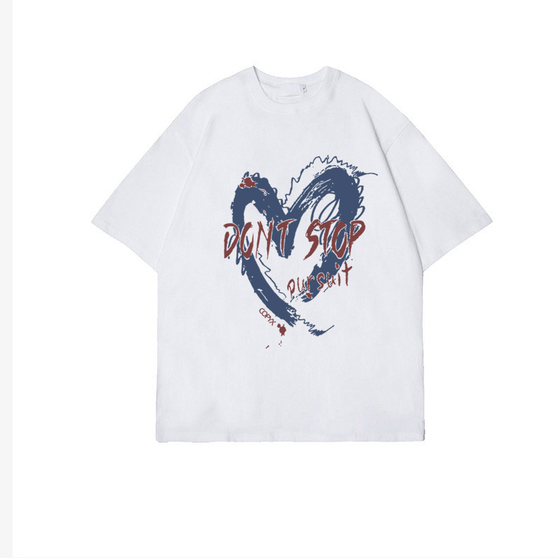 Korean Style kaos putih casual Heart print baju kaos baju oversize wanita/kaos tumbler