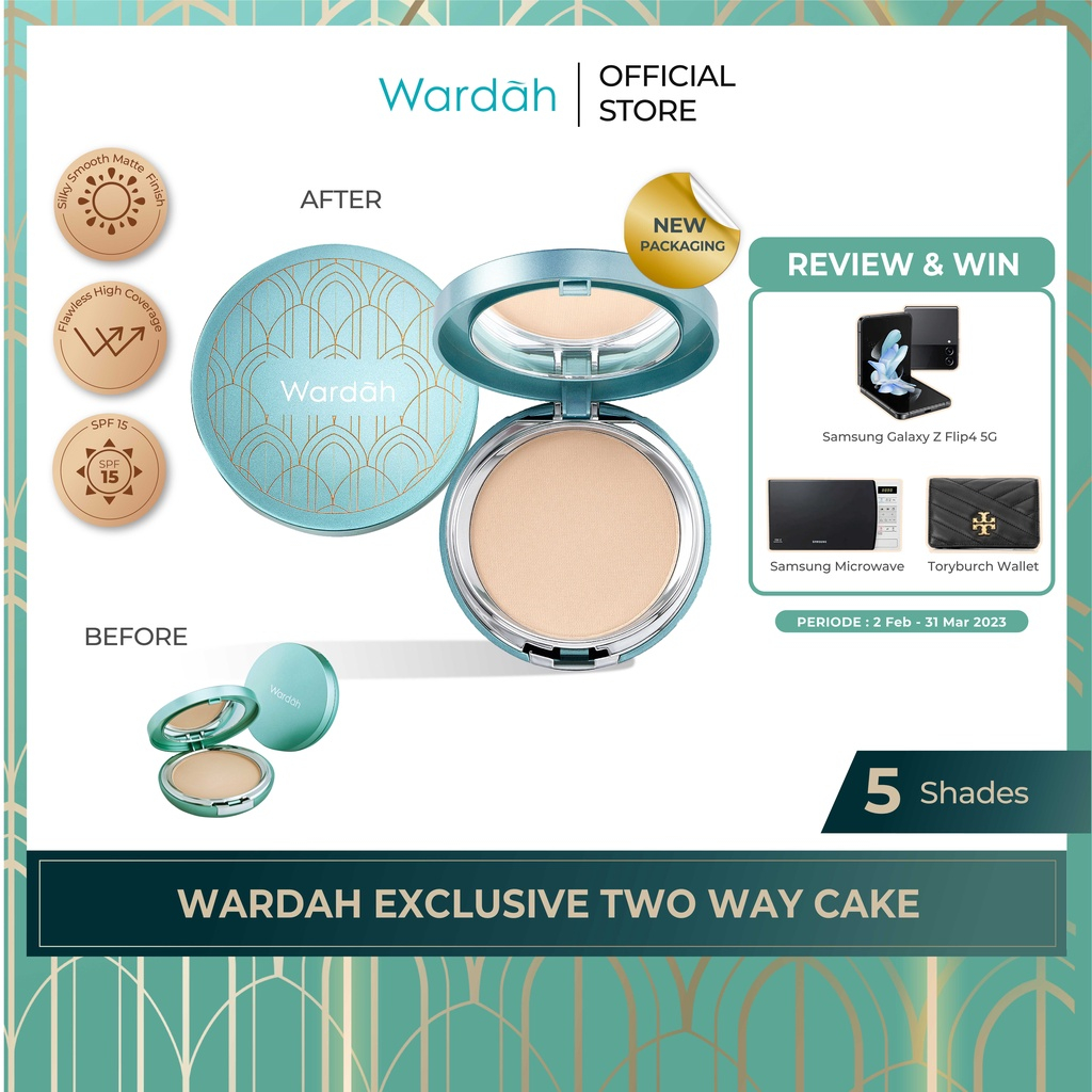 Wardah Exclusive Two Way Cake Refill - Bedak Dengan Tingkat Coverage Tinggi Yang Halus dan Tahan Lama - Dilengkapi SPF 15 PA