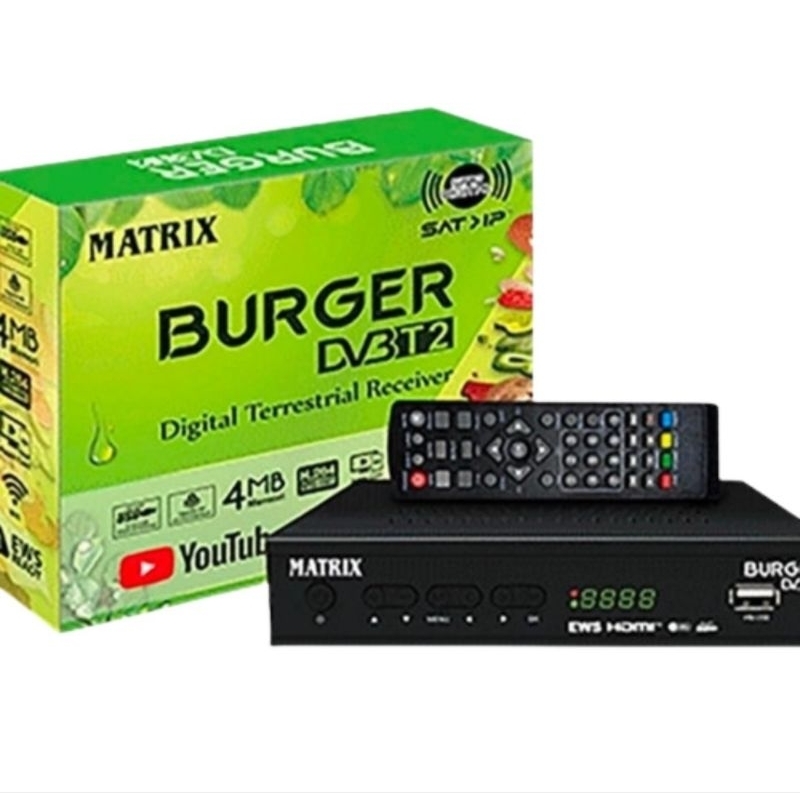 Set Top Box TV Digital Matrix Burger Hijau STB DVB T2 HD EWS TERMURAH