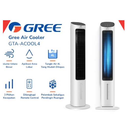 [ FLIFE / GREE ] Tower Fan Air Cooler dengan Generator Anion / Penyejuk / Humidifier - Kapasitas 4 Liter - Model FTA-ACOOL4