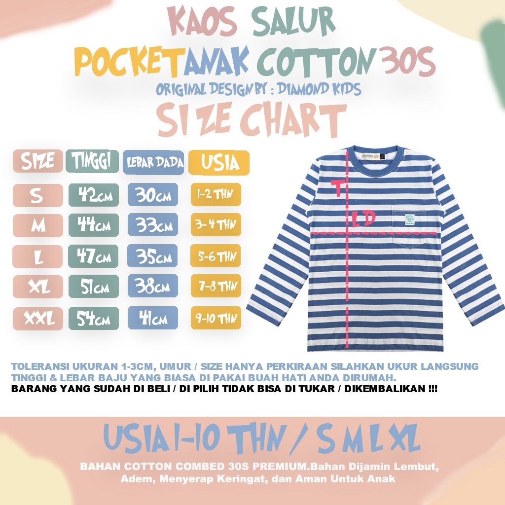 KAOS DISTRO ANAK MOTIF SALUR BELANG STRIPE GARIS BERGARIS TANGAN LENGAN PANJANG LUCU 1-10THN KAOS LAKI LAKI PEREMPUAN