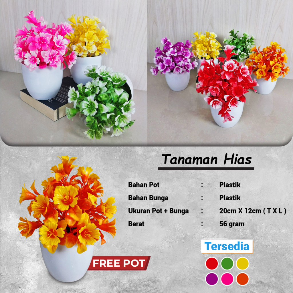 Satu7an PBP27 Tanaman Bunga Plastik Tanaman Hias Bunga Lonceng Hias Ornamen Bonsai Pajangan Dekorasi Rumah Artificial Flower