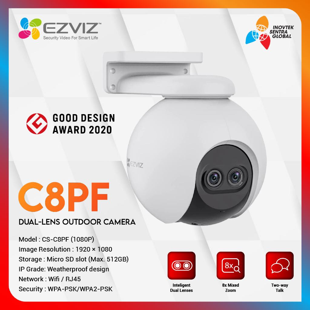 EZVIZ C8PF CCTV PTZ Outdoor IP Camera Dual-Lens 1080P - GARANSI RESMI