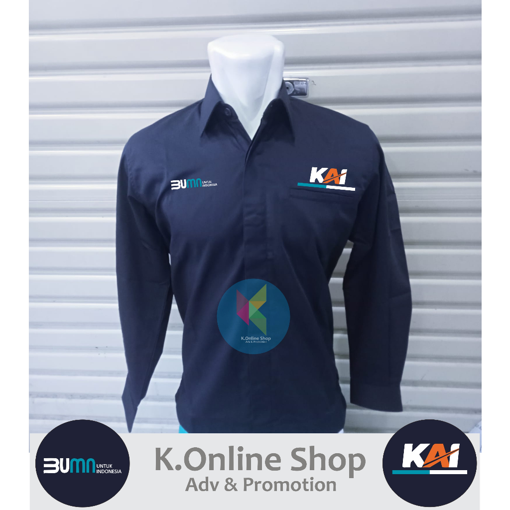 kemeja bumn untuk indonesia KAI seragam Bumn untuk indonesia KAI baju Bumn untuk indonesia KAI Navy 
