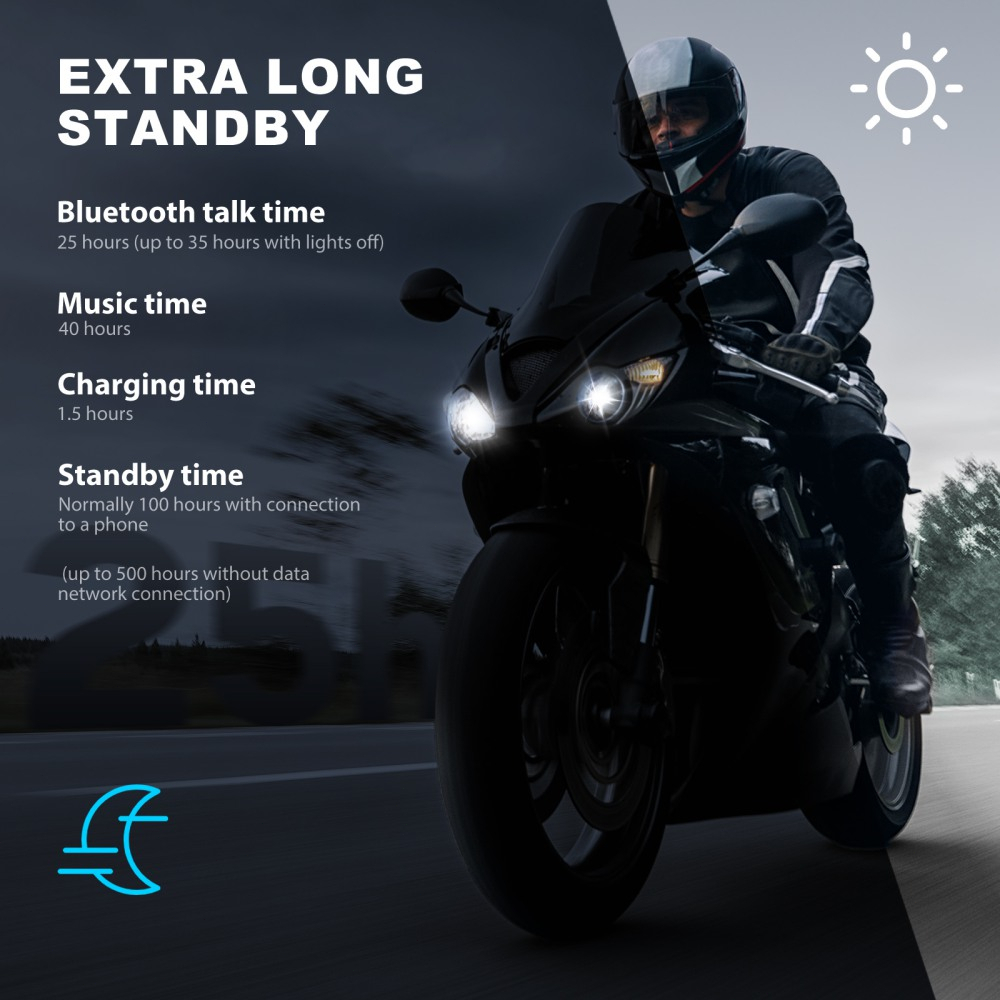 GEARELEC GX10 Bluetooth 5.2 Helm Sepeda Motor Sistem Interkom 10 Pengendara IP67 Tahan Air Nirkabel BT Interphone Headset dengan FM Radio Berbagi Musik