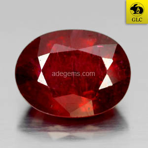 RB-064 Batu Permata Ruby Merah Ungu Oval Madagascar Natural 2.62 Ct. Bersertifikat