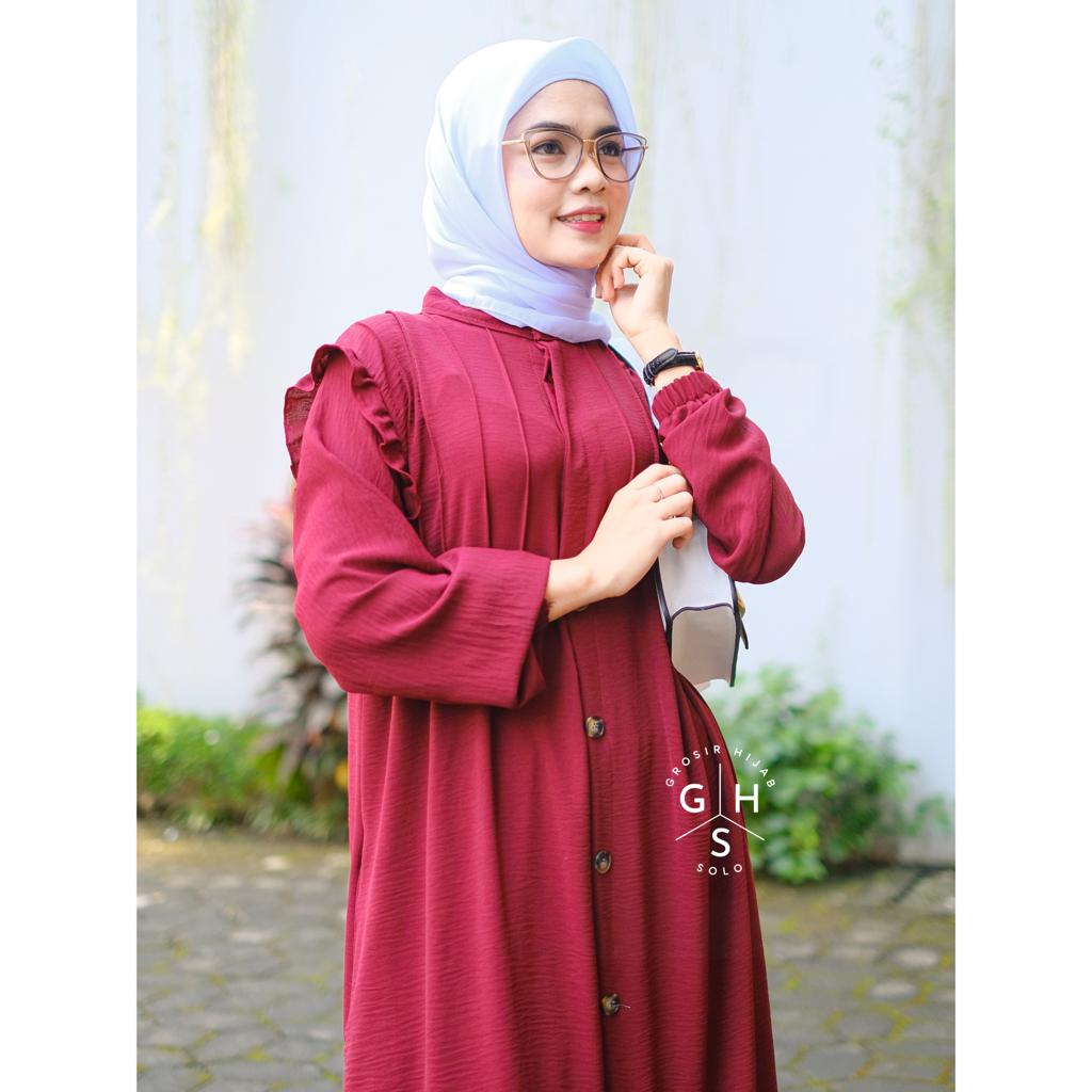 GAMIS MIDI ZIYA MAXI DRESS WANITA BUSUI CRINCLE AIRFLOW PREMIUM (DBY)