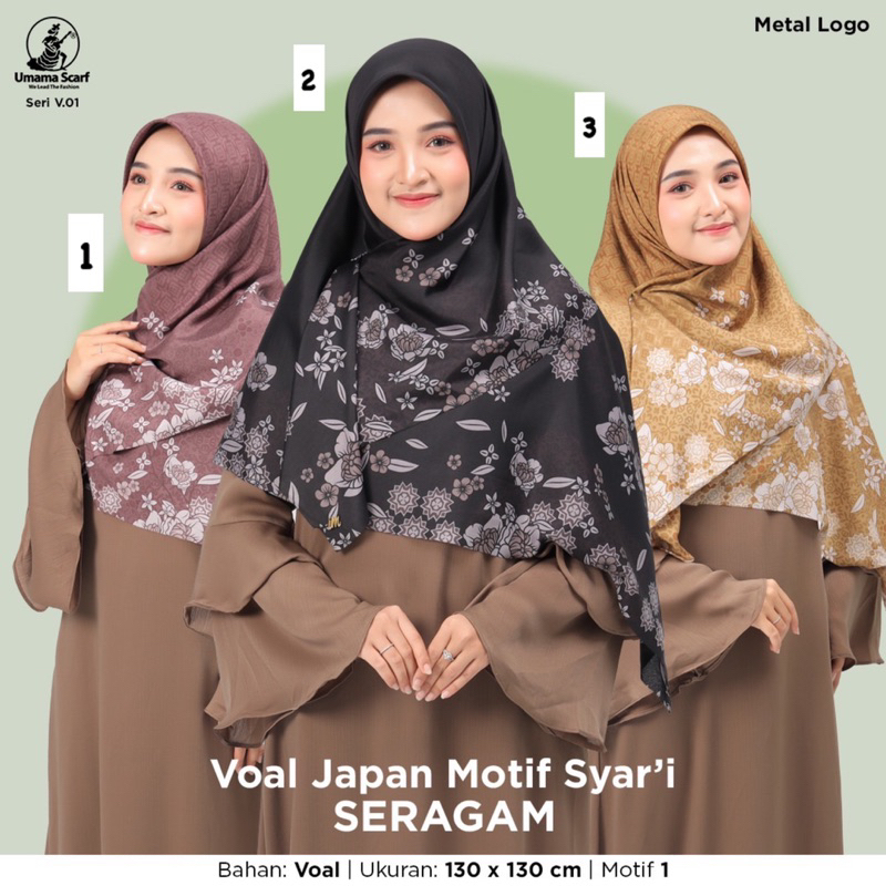 SEGIEMPAT JAPAN VOAL SYARI MOTIF METAL LOGO