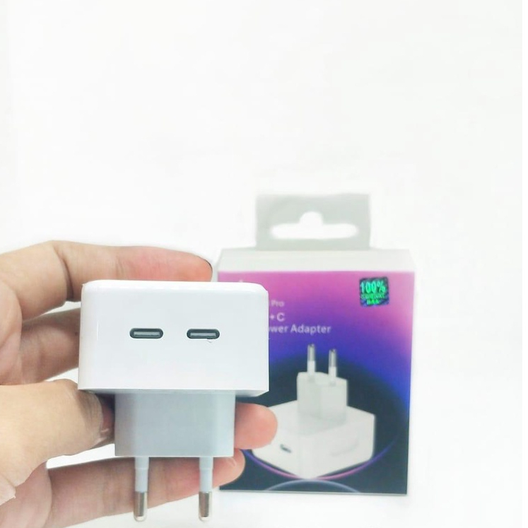 Charger Adaptor 50W DUAL USB-C PD Tipe C batok casan ip 50w