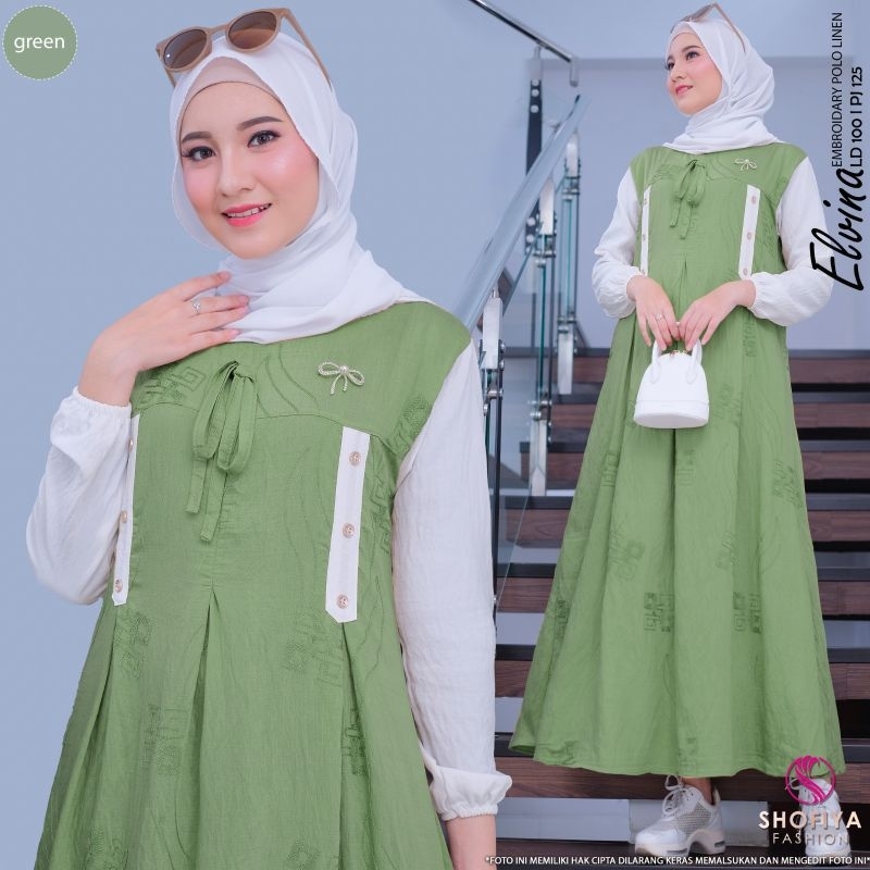 [READY] LISTY • ELVINA DRESS  BY SHOFIYA MIDI GAMIS CANTIK