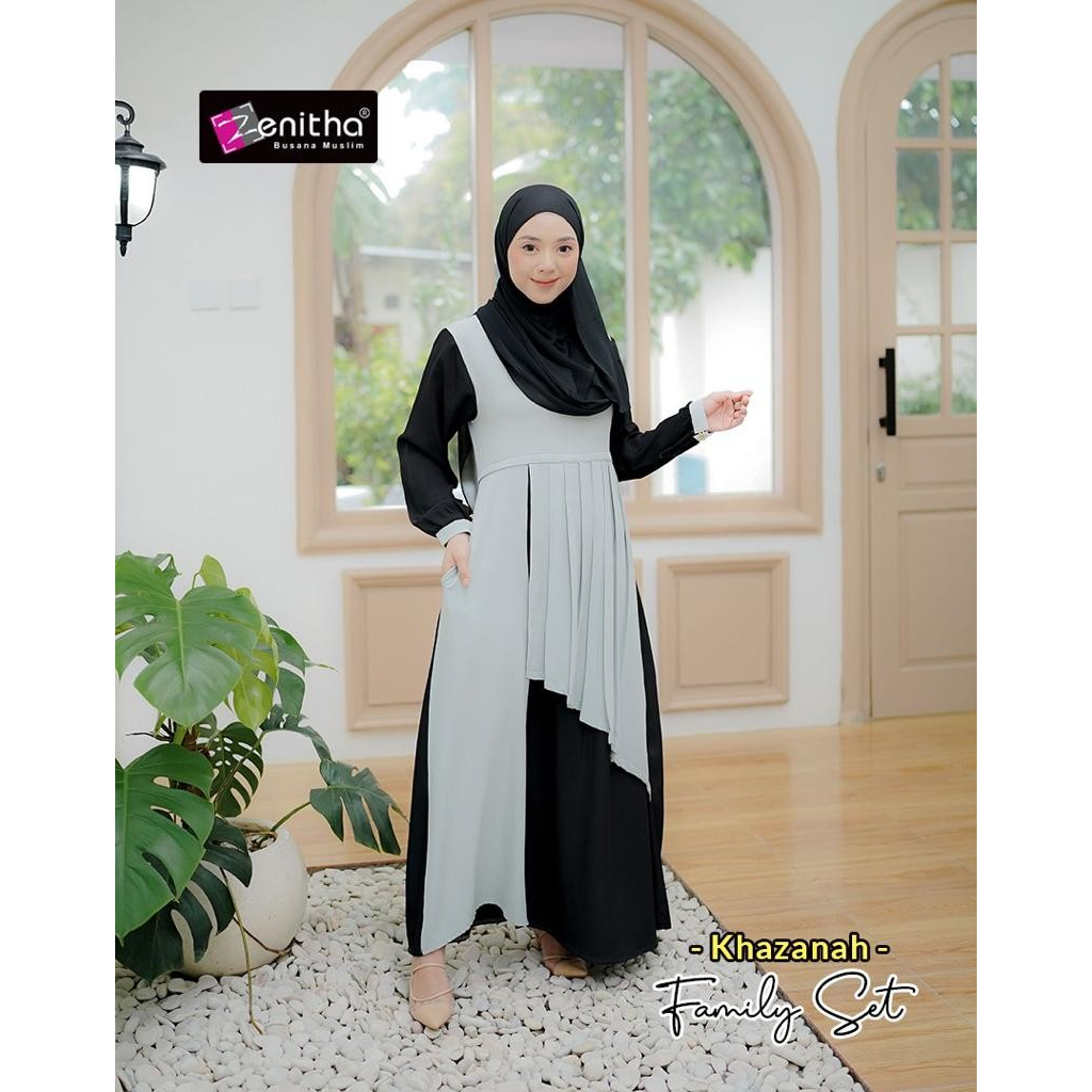 Gamis Wanita Dewasa KHAZANAH BLACK FAMILY SET by ZENITHA