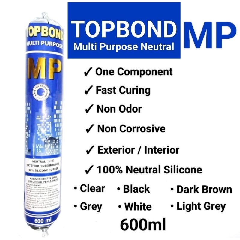 Lem Silikon ACP Sosis TOPBOND MP Multi Purpose Silicone Sealant Neutral 600ml