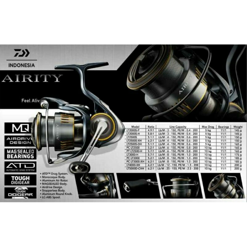 REEL SPINNING DAIWA AIRITY 2023 LT 2000/2500/3000/4000/50000 - ORIGINAL