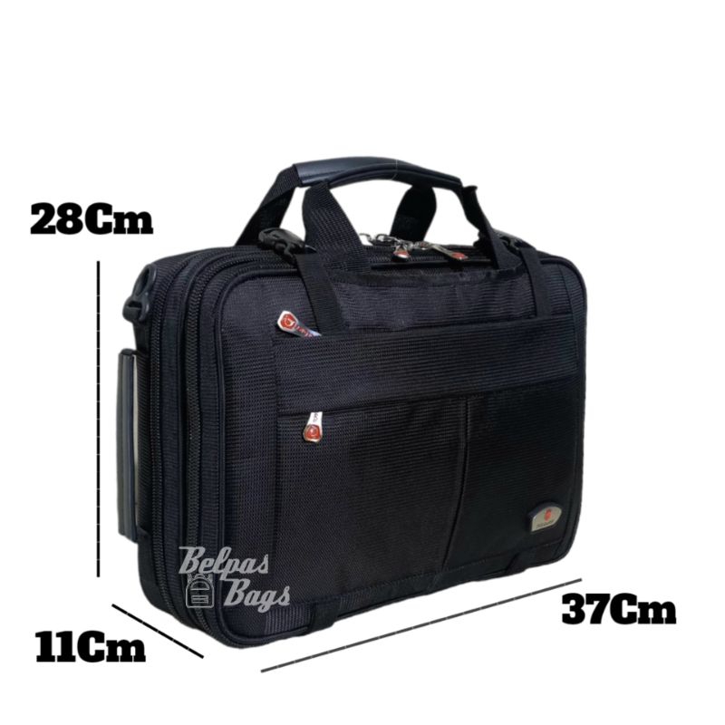 Tas kantor pria /selempang laptop tas kerja multifungsi 3in 14inchi polo Ace 9006