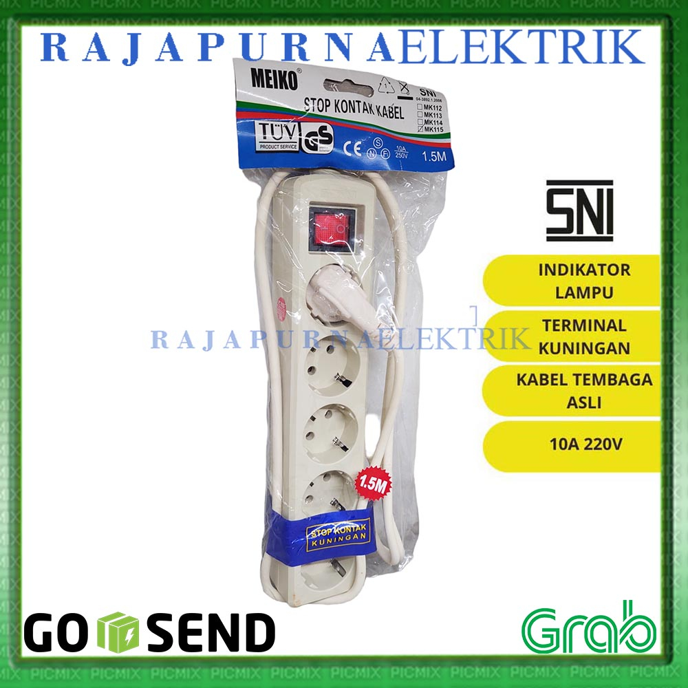 Stop Kontak 5 lubang - saklar on-off - kabel 1.5 meter - SNI - MEIKO
