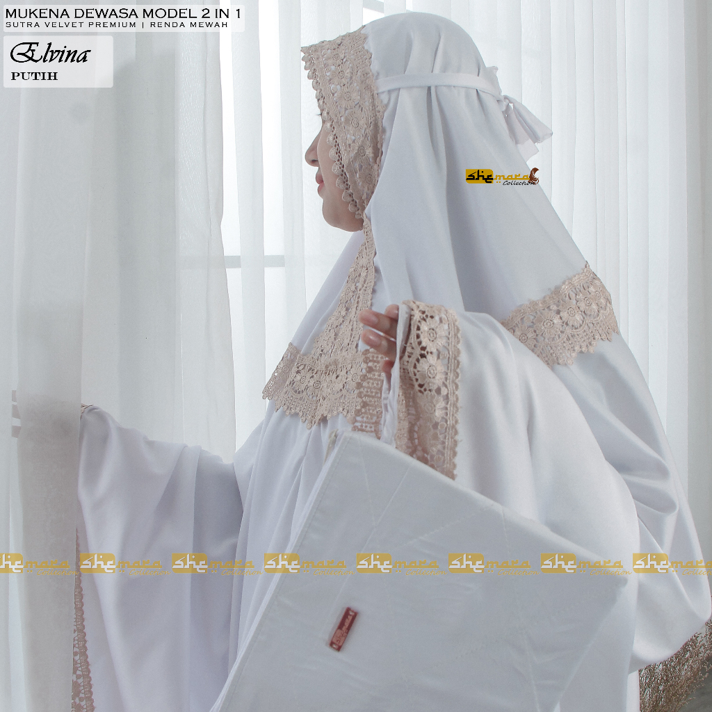 Mukena Dewasa 2in1 Silky Renda Mewah Silk Premium [SheMara] - ElvinaSeries