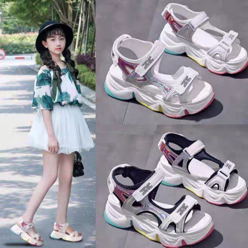 sandal sendal anak perempuan cewek umur 2 3 4 5 6 7 8 9 10 tahun / sandal hak tebal anak perempuan c