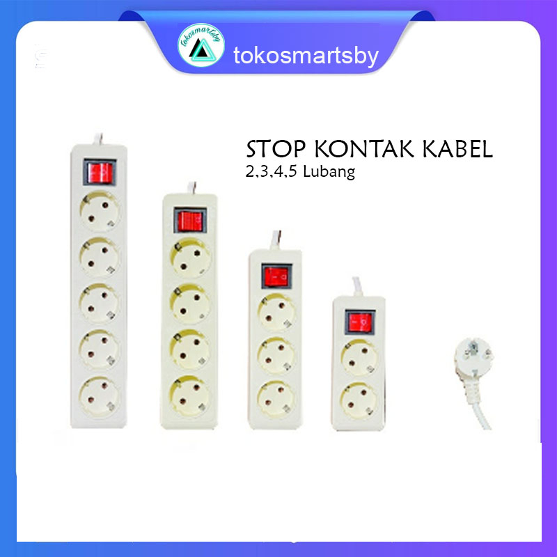 Stop Kontak 2,3 Lubang Panjang Kabel 5 Meter + Saklar