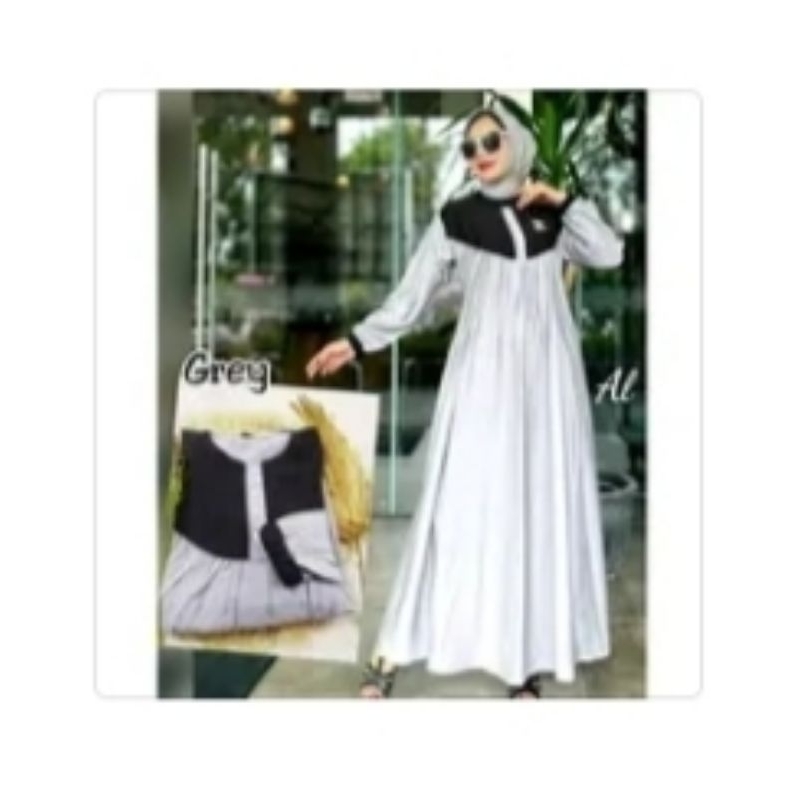 305. Gamis Kombinasi 2 warna Premium