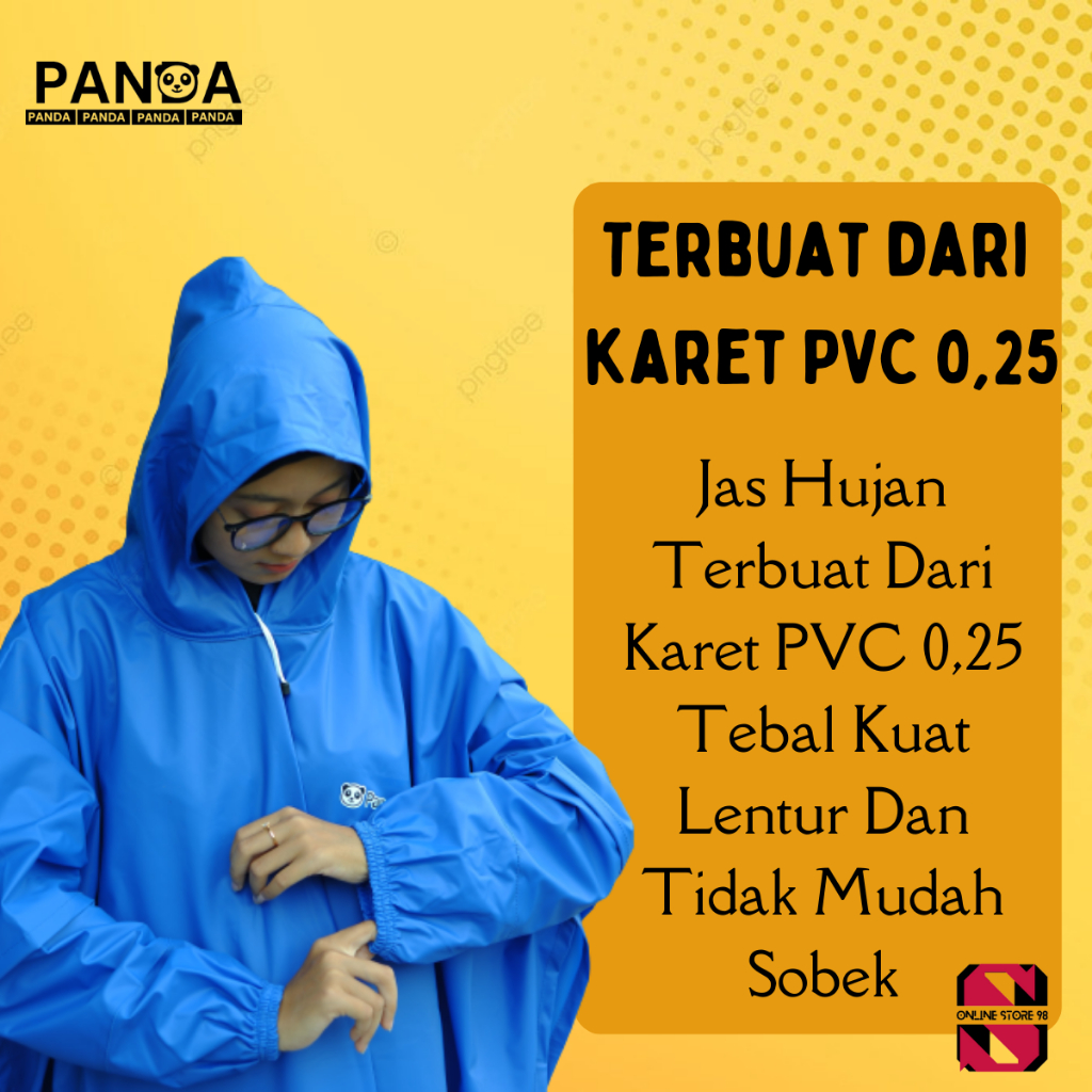 Jas hujan Kelalawar Besar Pria Wanita Bahan Full Karet PVC Tebal dan Elastis Kuat dan Anti Rembes